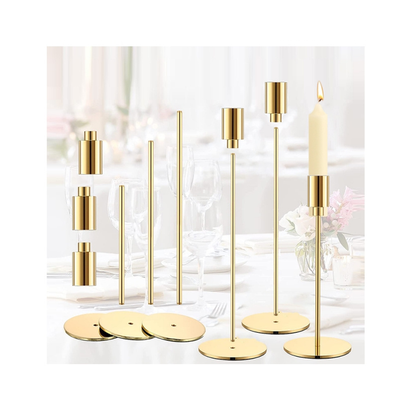 Wholesale Metal Taper Gold Candlestick Holders Candle Stick Set Table Centerpieces for Home Wedding Decoration