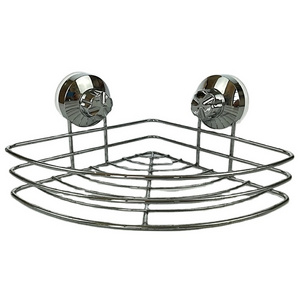 high quality single layer for bathroom wall shelf chrome plated metal wire sucker cup shower corner caddy shelf