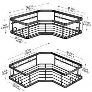 Bathroom Shelf Stainless Steel Black Corner Shower Rack Storage Triangle Shape Shower Caddy 2 Pack