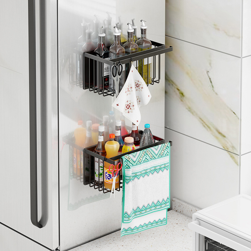 High Quality Kitchen Storage Rack Spice Holder Wall Mounted Seasoning Rack Shelf Bathroom Shelf With Hooks