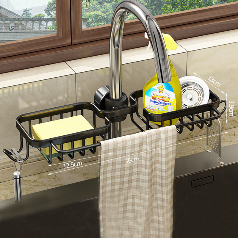 Manufacturer Supplier Water Tap Hanging Kitchen Sink Caddy Dishwasher Rack Shelf Aluminum Alloy Towel Hanger