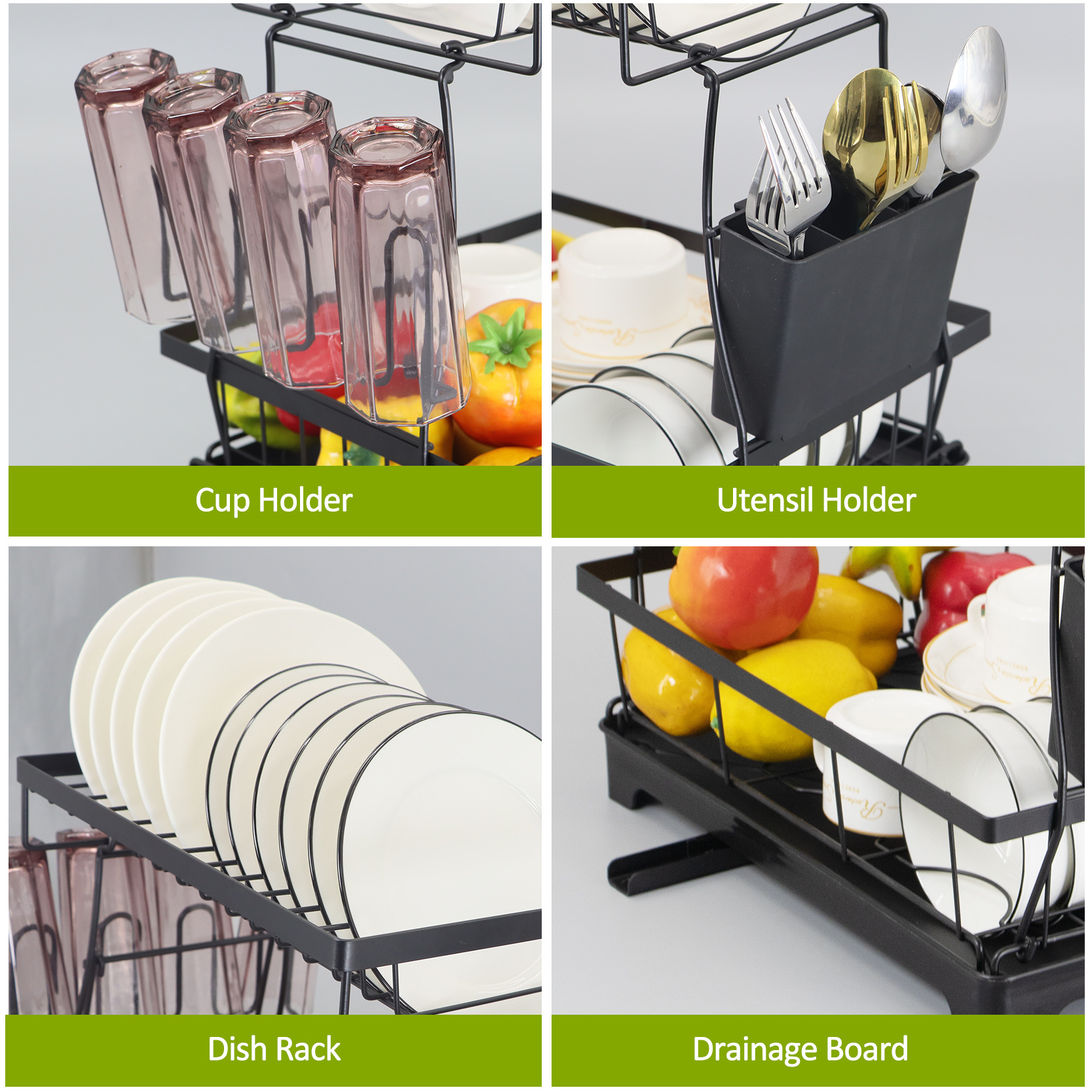 New Cabinet Two Tier dish Storage Rack Wrought Iron Drain Bracket Debris Rack Free Punching Storage Shelf Drain Rack