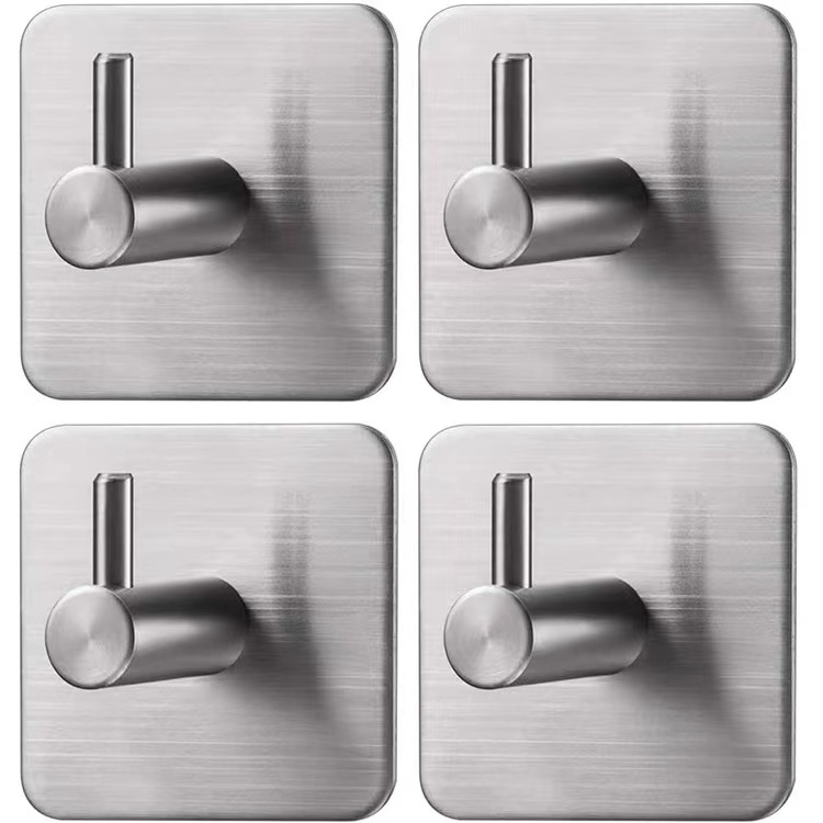 Metal hook self adhesive wall hooks stainless steel bathroom kitchen towel robe hooks