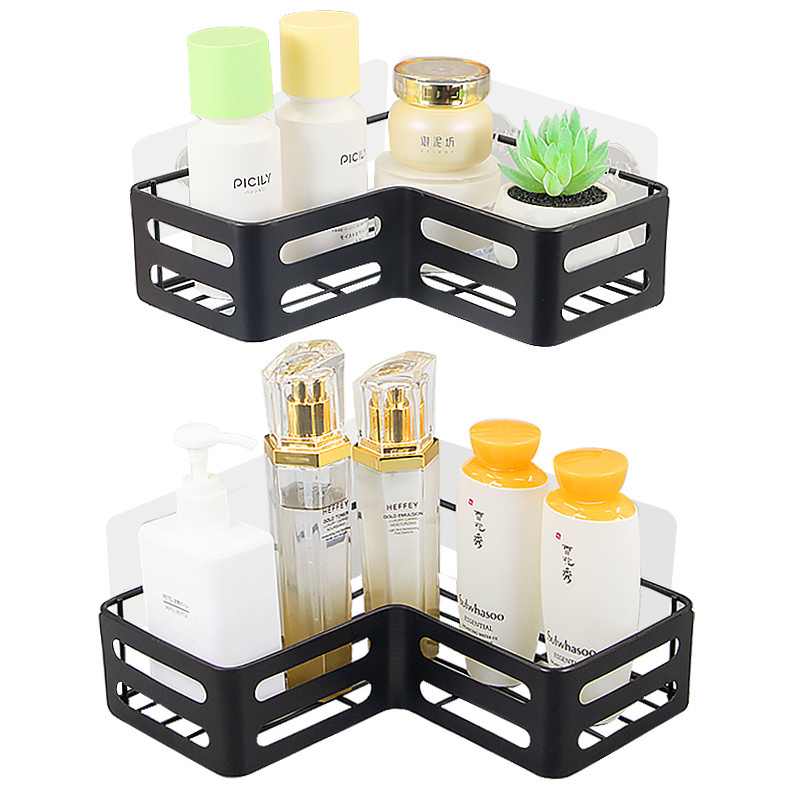 Carbon Steel 3Pcs Pack Self Adhesive Corner Shower Caddy Wall Shelves With Soap Holder Multifunction