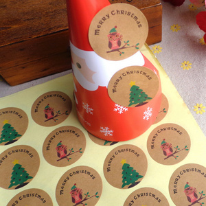 120pcs per pack Christmas Tree Owl Sealing Sticker For Handmade Products Package Label