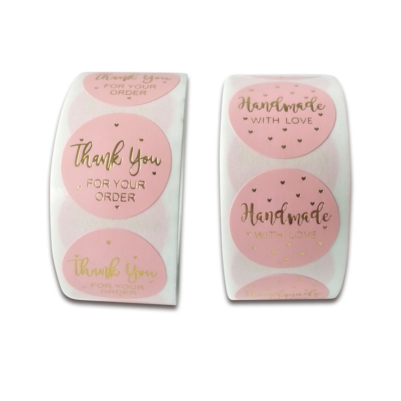 500pcs/roll Thank You Stickers Pink Stickers for Company Giveaway Birthday Party Favors Labels Mailing Supplies Office