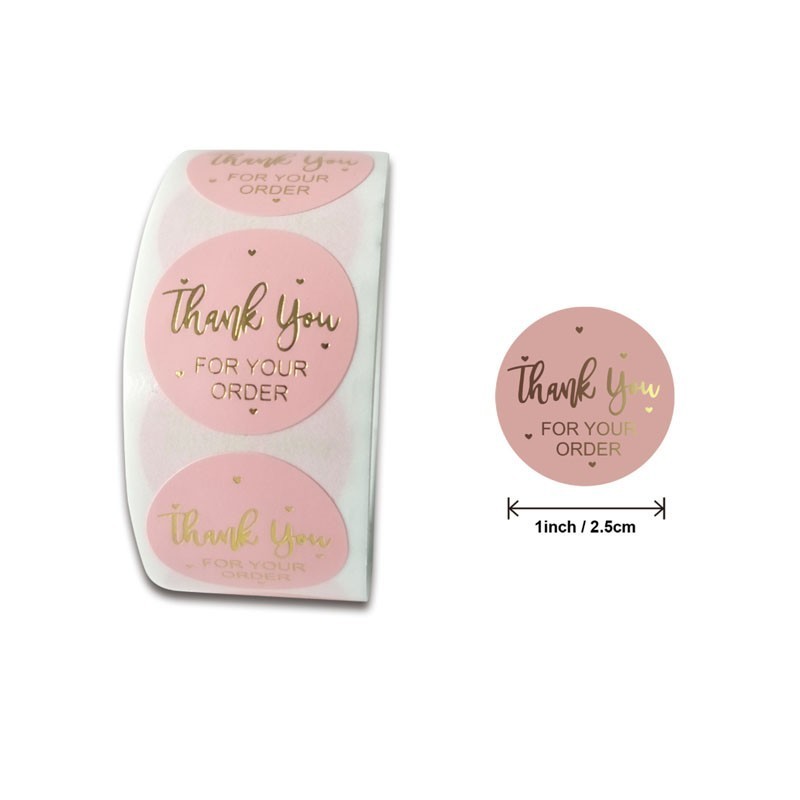 500pcs/roll Thank You Stickers Pink Stickers for Company Giveaway Birthday Party Favors Labels Mailing Supplies Office