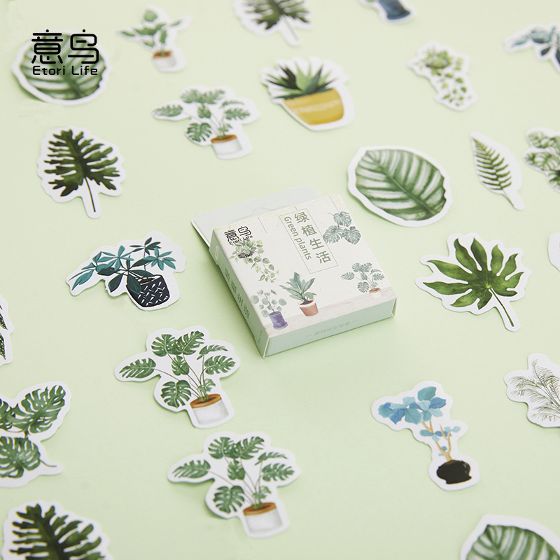 46pcs per pack Green plant life boxed sticker hand account diary diy decorative stickers Deco Scrapbooking Planner Paper Sticker