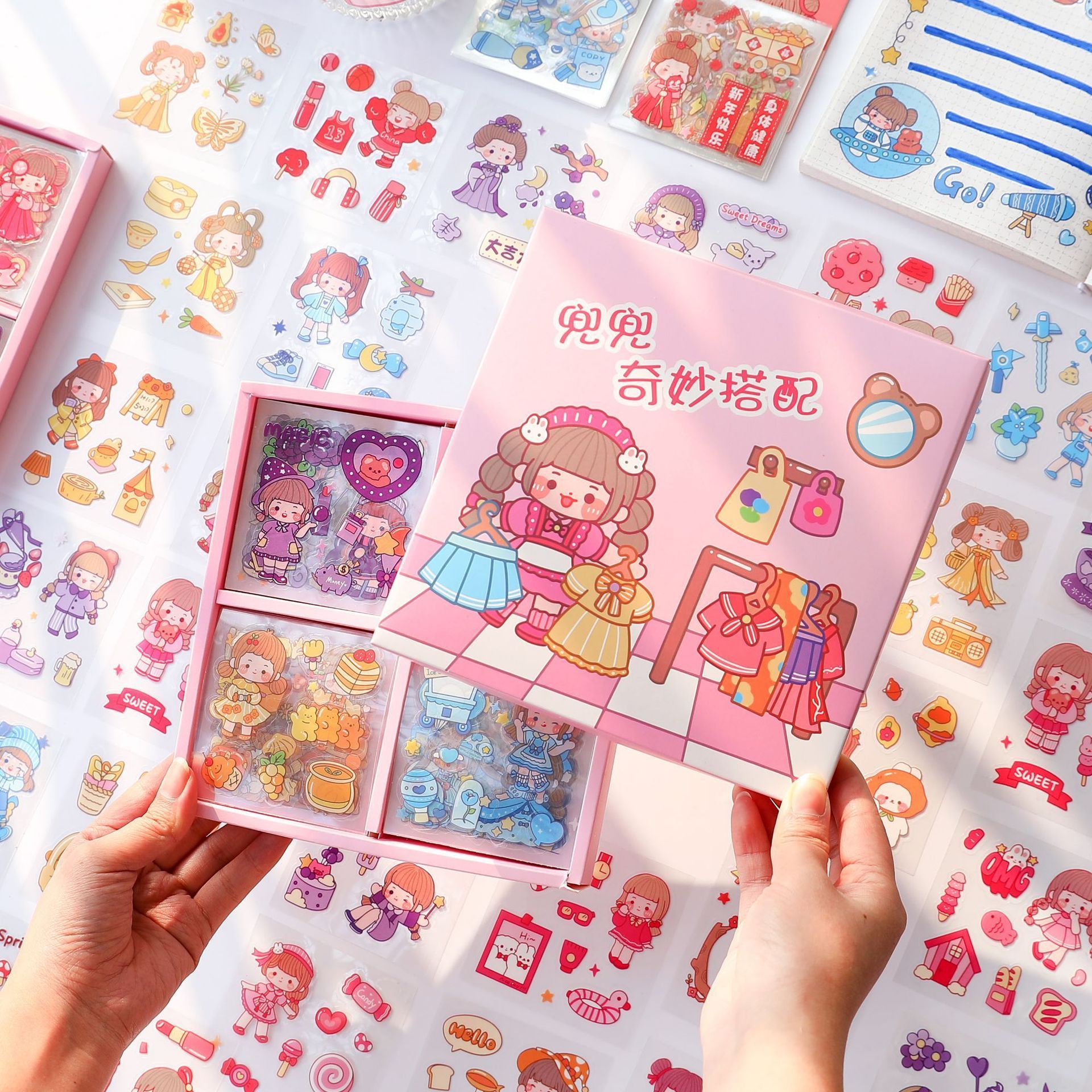 100 Pieces Journals Book Sticker Set Pockets Cute Cartoon Stickers Transparent Waterproof Sticky Cup Decoration