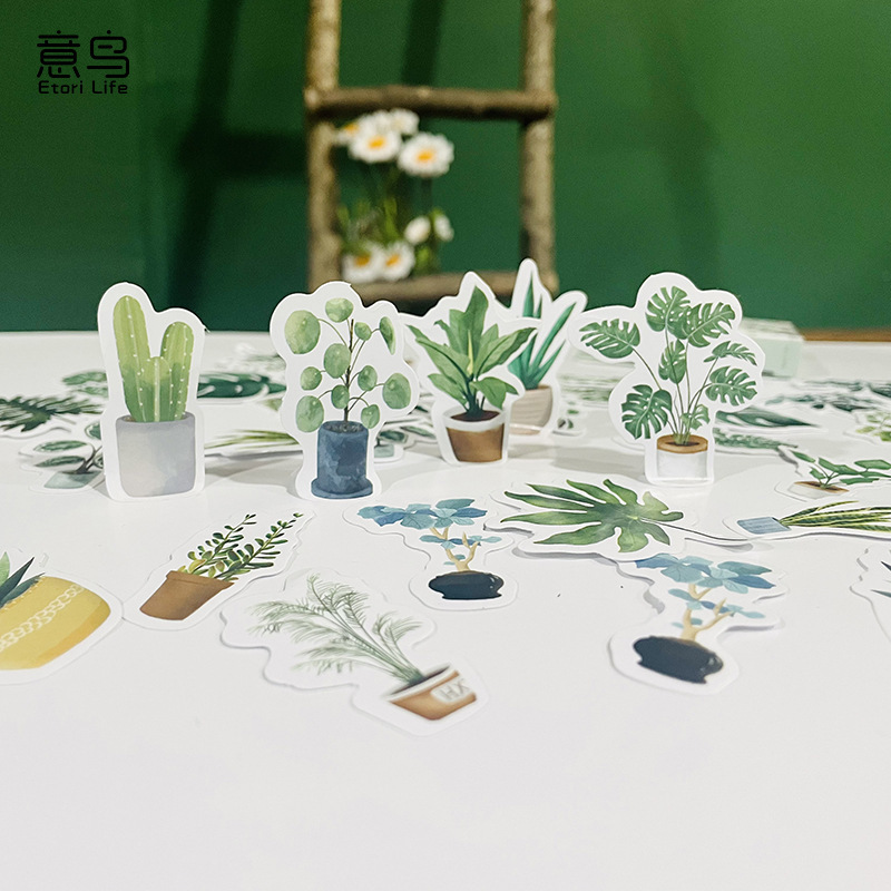 46pcs per pack Green plant life boxed sticker hand account diary diy decorative stickers Deco Scrapbooking Planner Paper Sticker