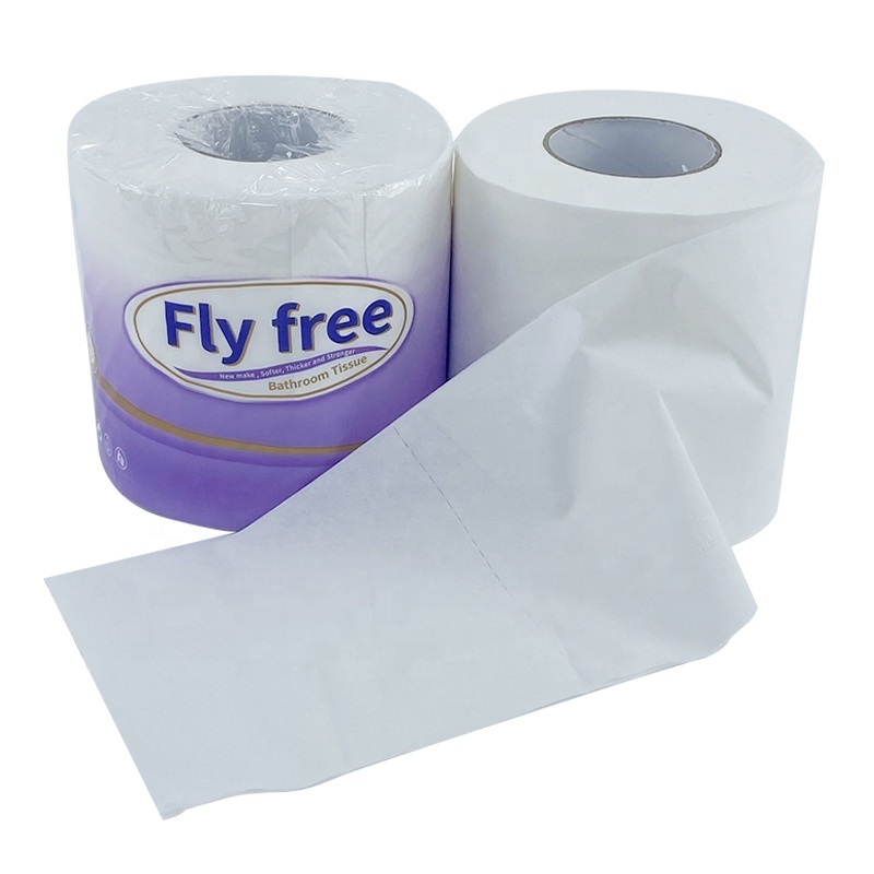 Fly Free Wood Pulp White Tissue Paper Wholesale Cheap Price Soft Bathroom Toilet Paper Roll