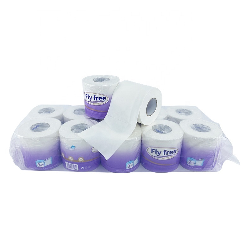 Fly free High Quality Customized Family Use Bathroom Super Soft Virgin Pulp Toilet Tissue Paper