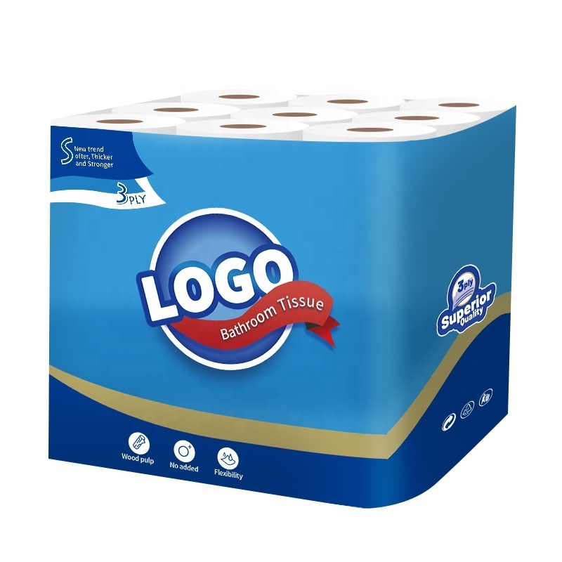 Manufacturer 2 ply 3 ply 100% virgin wood pulp soft  toilet tissue paper rolls toilet paper