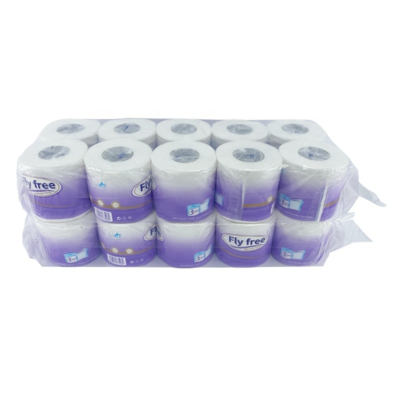 High Quality Customized Packaging Bathroom Tissue Paper Super Soft Wood Pulp Toilet Paper Roll 3ply