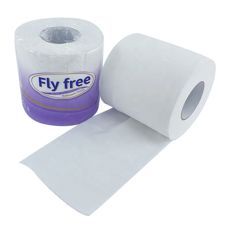 Fly Free Wood Pulp White Tissue Paper Wholesale Cheap Price Soft Bathroom Toilet Paper Roll