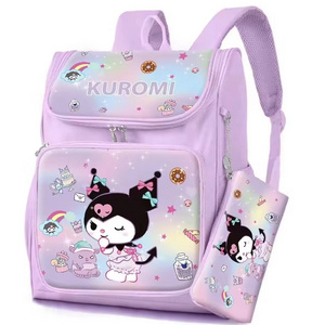 Cartoon Kitty Kuromi Anime School Backpack with Large Pencil Case and Stationery Bag for Students Shoulder Bag