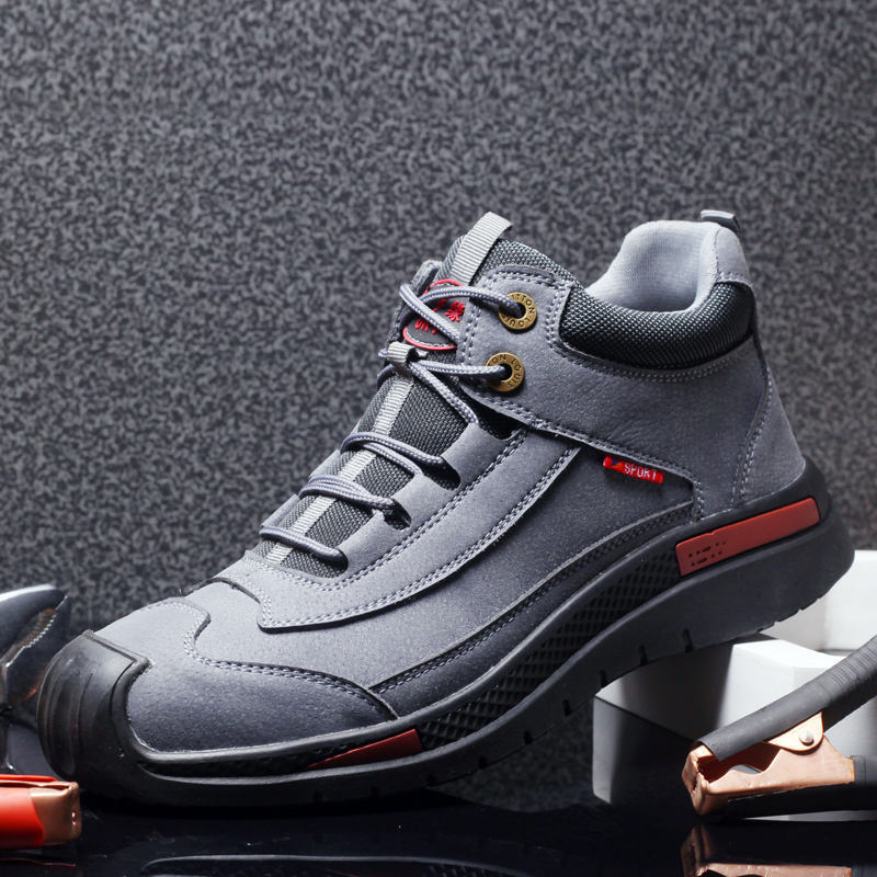 2023 Breathable Sneakers Anti-smash Puncture Proof Genuine Leather Slip On Steel Toe Work Boots For Men Women Safety Shoes