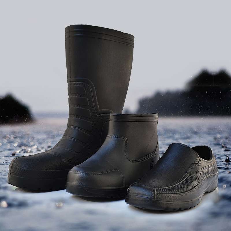 Men's middle and high tube labor protection rain boots waterproof shoes thickened EVA foam rain boots