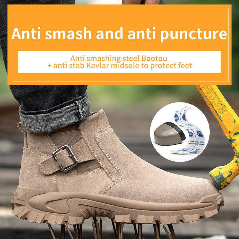 Men Safety Shoes Steel Toe Work Boots Indestructible Non-slip Puncture-proof Safety Sneakers Anti-smash Comfort Industrial Shoes