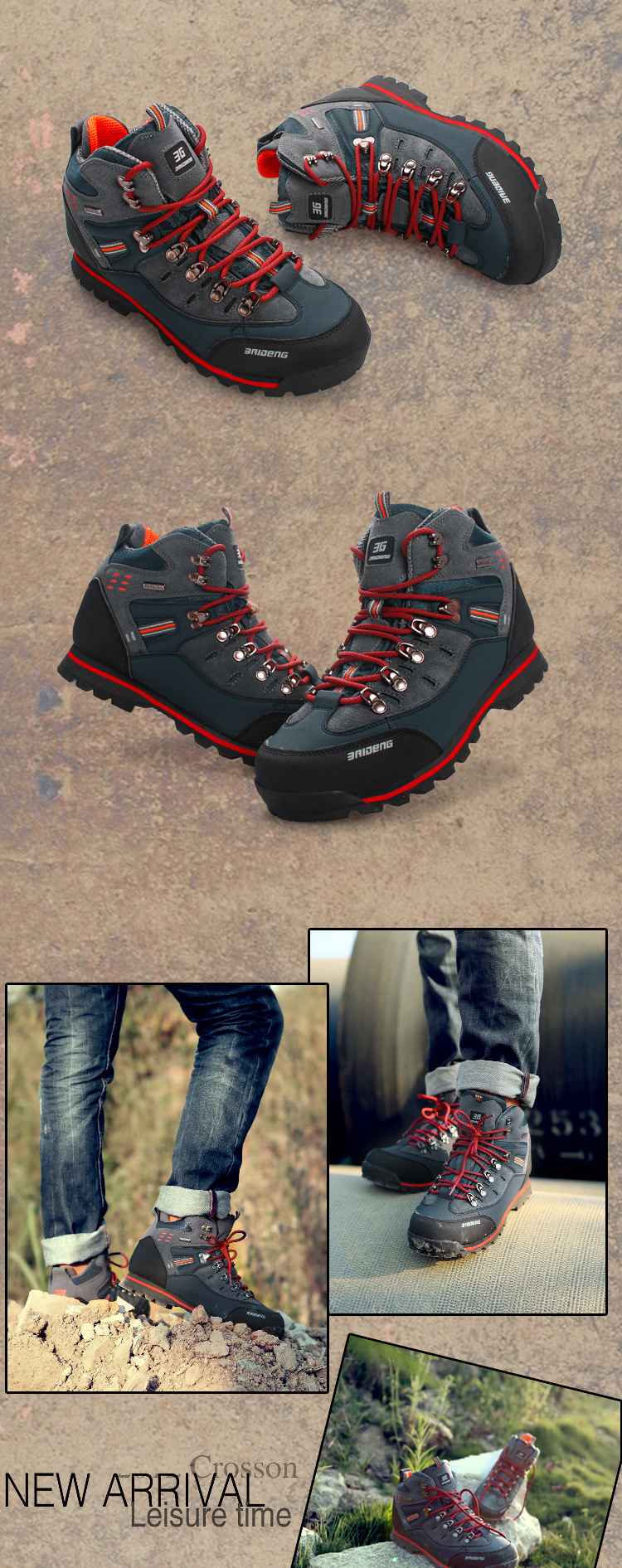 Hot Sell Cheap Men No Slip Outdoor Mountain Shoes Waterproof Climbing Trekking Shoes Hiking Boots