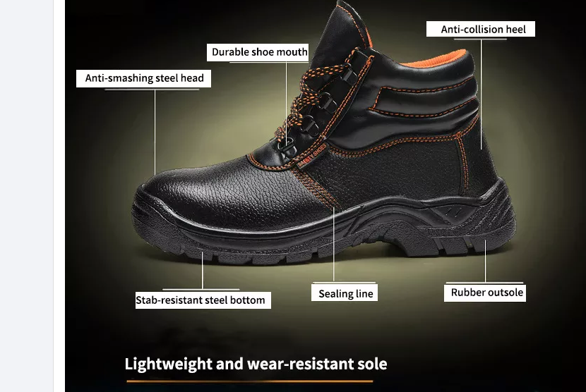 2023 Safety Shoes Steel Toe New Boots Zapatos De Seguridad Men Rubber Work Protect Safety Boots