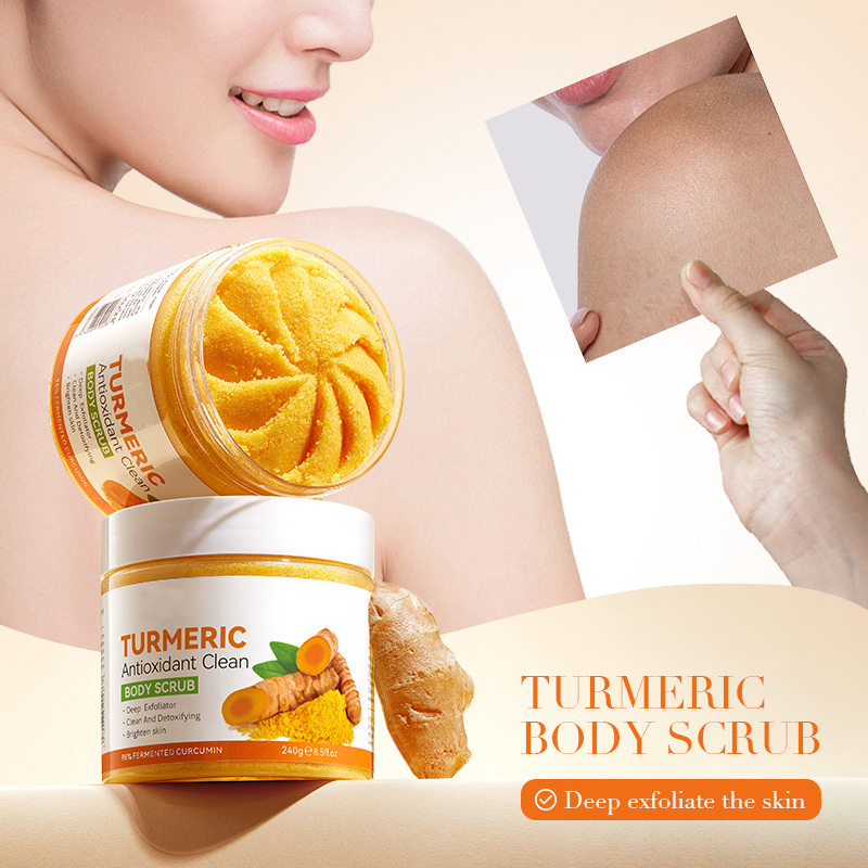 Chingo Private Label Wholesale Custom Logo 250G Exfoliating Whitening Natural Organic Smoothing Turmeric Body Scrub