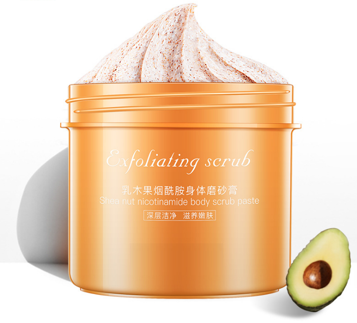 Private label skin organic shea butter body hand foot scrub for pedicure whitening exfoliating