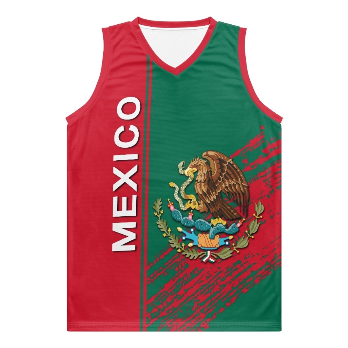 Mexico Flag Basketball Jersey Elastic Quick Drying Sleeveless Sports Vest Personalized DIY Boys Girls Children Mexican Jersey