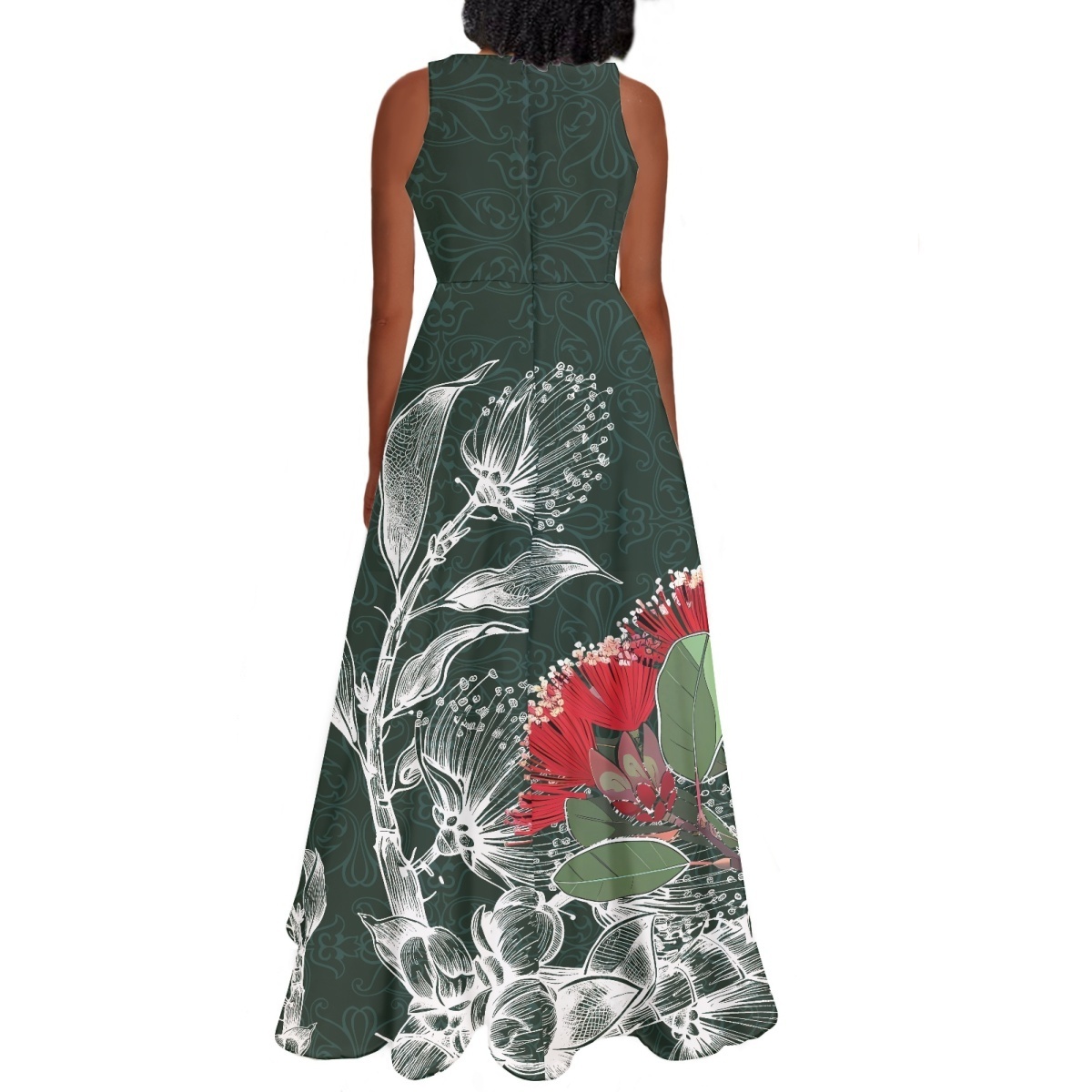 Hot Wholesale A Line Banquet Dress Pohutukawa Flowers Designer Ladies Off Shoulder Sleeveless Dress 2024 Women Clothing Cheap