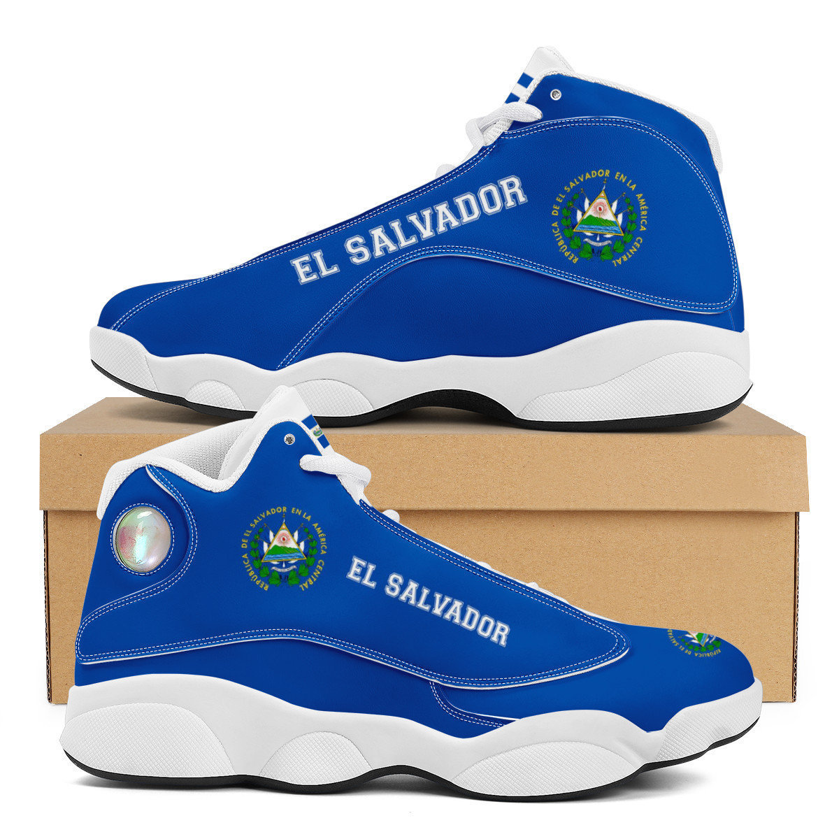 El Salvador Country Flag Print Tennis Shoes Wholesale in Bulk Outdoor High Top Sneakers Drop Shipping Shoes Shock Absorption New