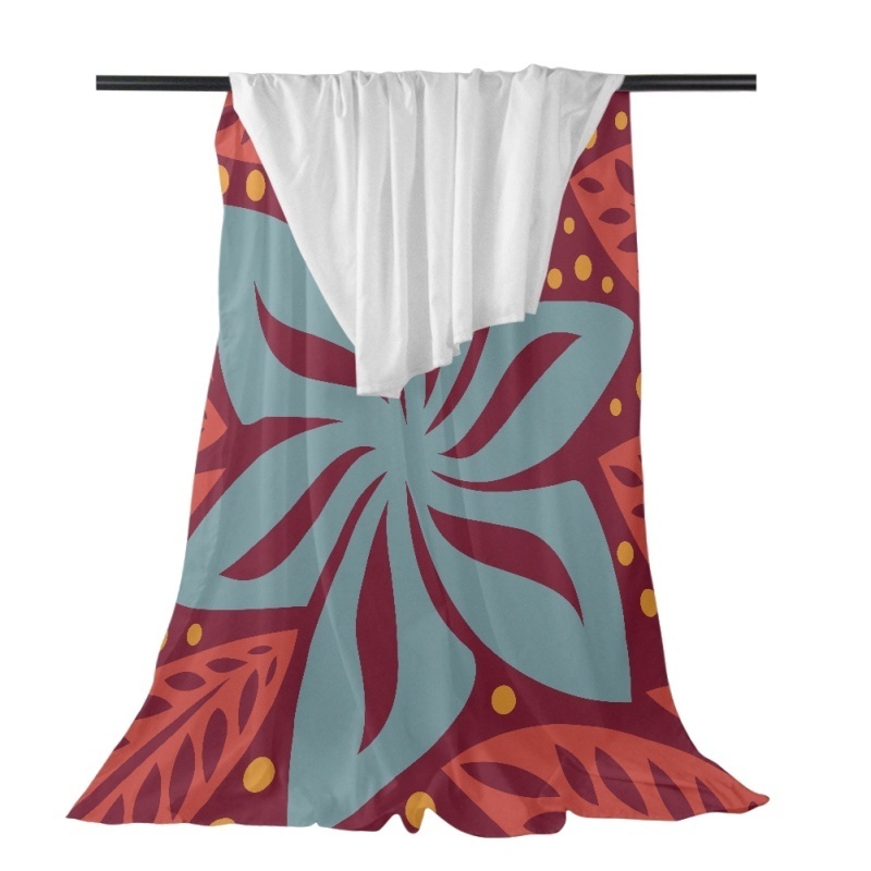 Polynesian Tattoo Plumeria Hibiscus Pattern Hawaiian Lavalava Custom Logo Text Seaside Bikini Sarong Summer Soft Ladies Sarong