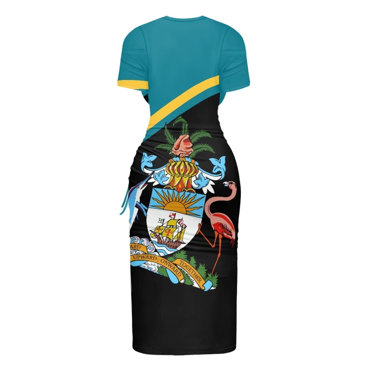 Drawstring Women's Sexy Club Dress Bahamas Flag Pattern High Quality Slit Dress With Custom Logo No Minimum Maxi Skirt Drop Ship