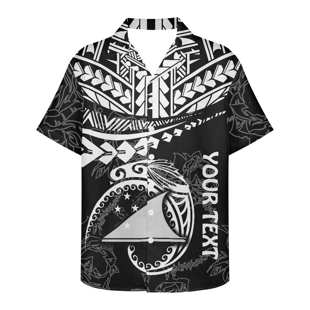 TOKELAU Beach Shirt Men's Hawaiian Shirts Short Sleeve Button Traditional Polynesian Shirt Summer Fashion Prints Clothes Custom