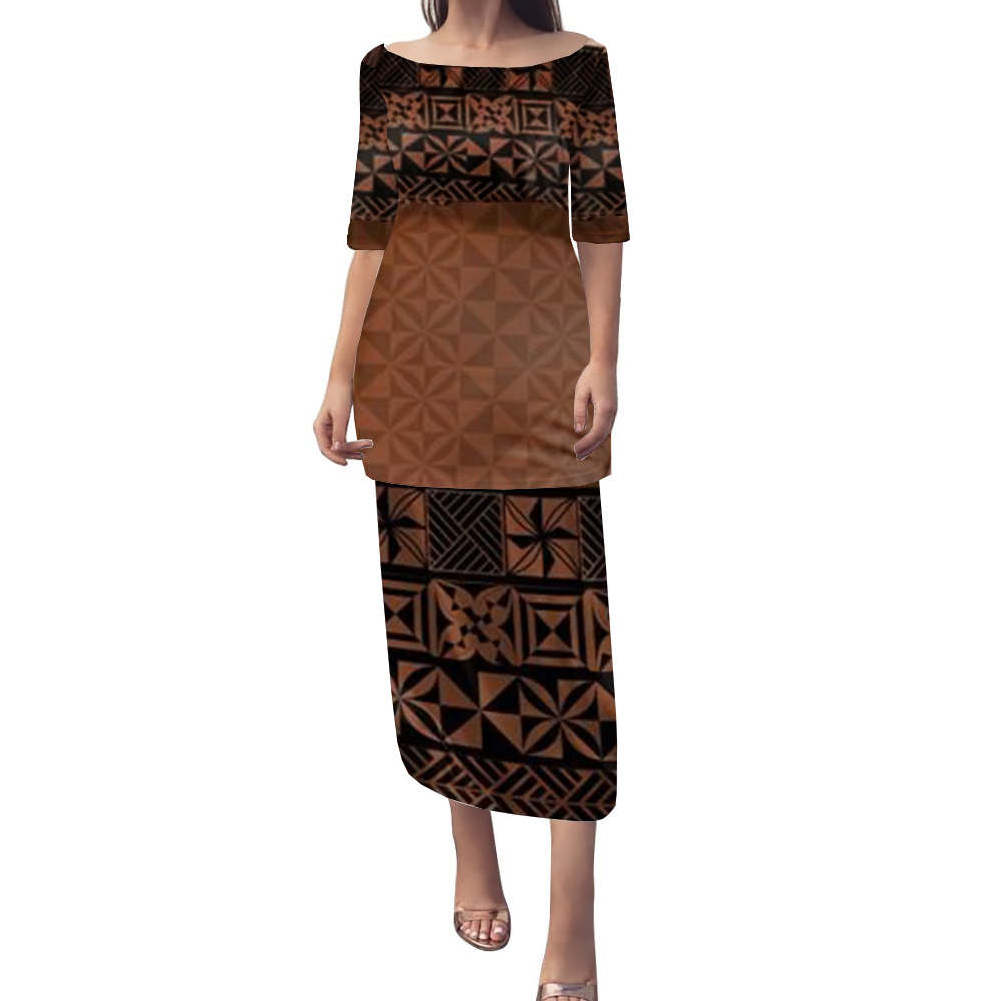 Tonga Ngatu Style Puletasi Dress Drop Shipping Products 2023 Breathable Travel Beach Fashion Dress Polynesian Women Clothing Hot