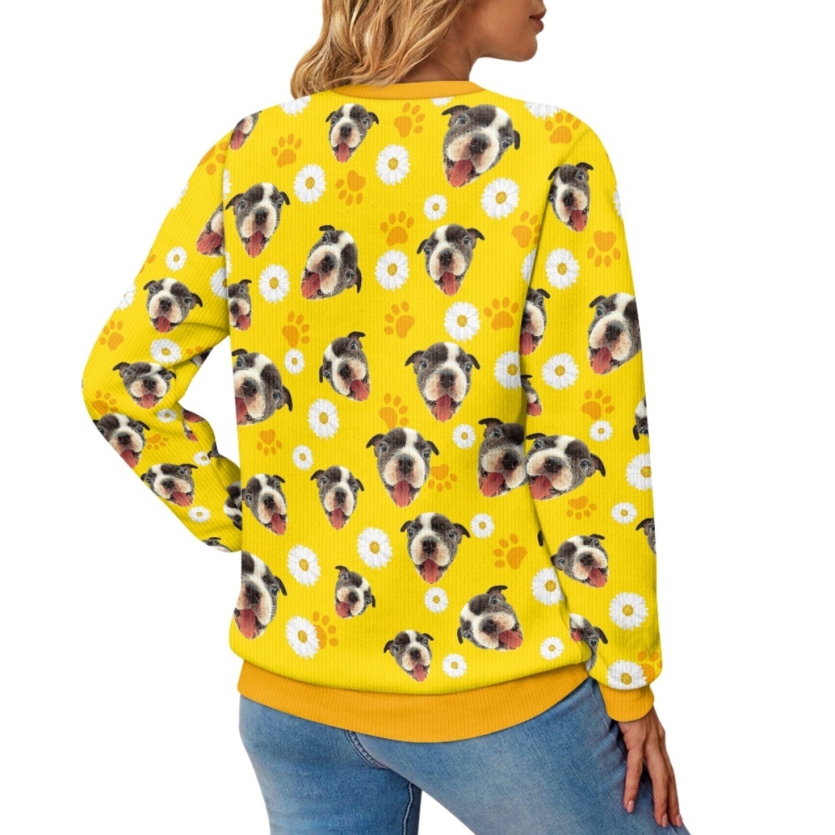 Cartoon Cat Dog Print Cute Pullover for Women Print on Demand Casual Long Sleeve Tops Quality Streetwear Sweatshirt Wholesale