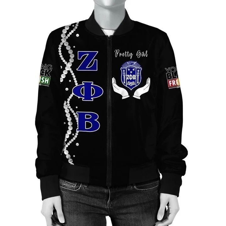 Custom Zeta Phi Beta Sorority Design ZIpper Bomber Jackets Men Plus Size Casual Winter Coats With Low MOQ Male Baseball Uniform