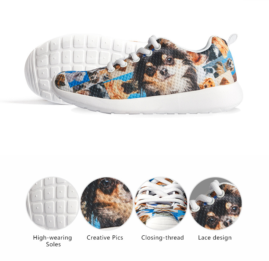 Cartoon Cat Fruit Print Mesh Sneakers for Kids Outdoor Travel Comfortable Breathable Sports Shoes Classic Lace Up Running Shoes