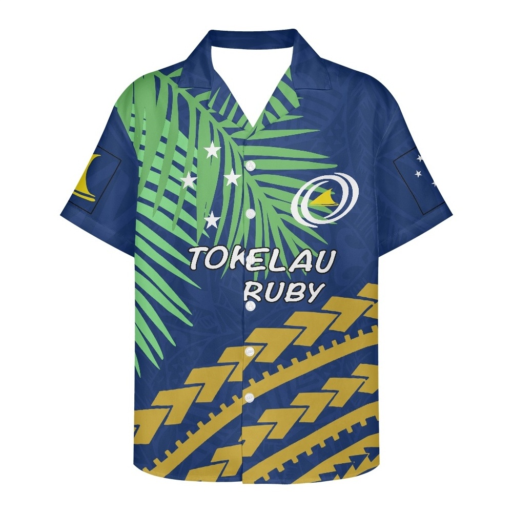 TOKELAU Beach Shirt Men's Hawaiian Shirts Short Sleeve Button Traditional Polynesian Shirt Summer Fashion Prints Clothes Custom