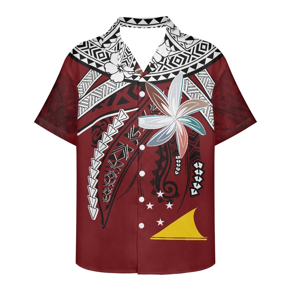 TOKELAU Beach Shirt Men's Hawaiian Shirts Short Sleeve Button Traditional Polynesian Shirt Summer Fashion Prints Clothes Custom