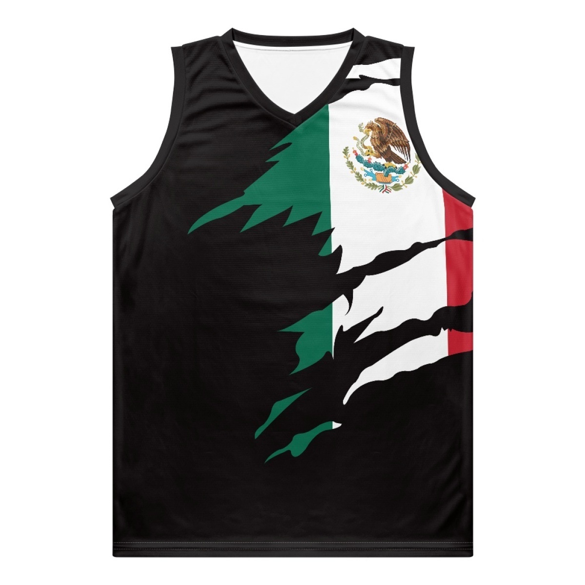 Mexico Flag Basketball Jersey Elastic Quick Drying Sleeveless Sports Vest Personalized DIY Boys Girls Children Mexican Jersey