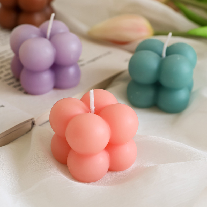 Small Rubik's Cube Candle Cute Mini Soy Wax Scented Bubble Candles For Wedding Gift Decoration