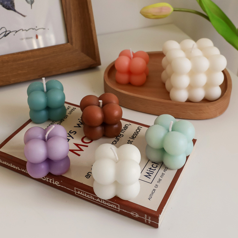 Small Rubik's Cube Candle Cute Mini Soy Wax Scented Bubble Candles For Wedding Gift Decoration