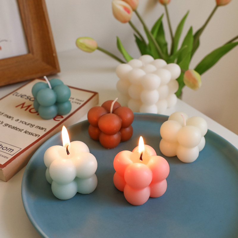 Small Rubik's Cube Candle Cute Mini Soy Wax Scented Bubble Candles For Wedding Gift Decoration