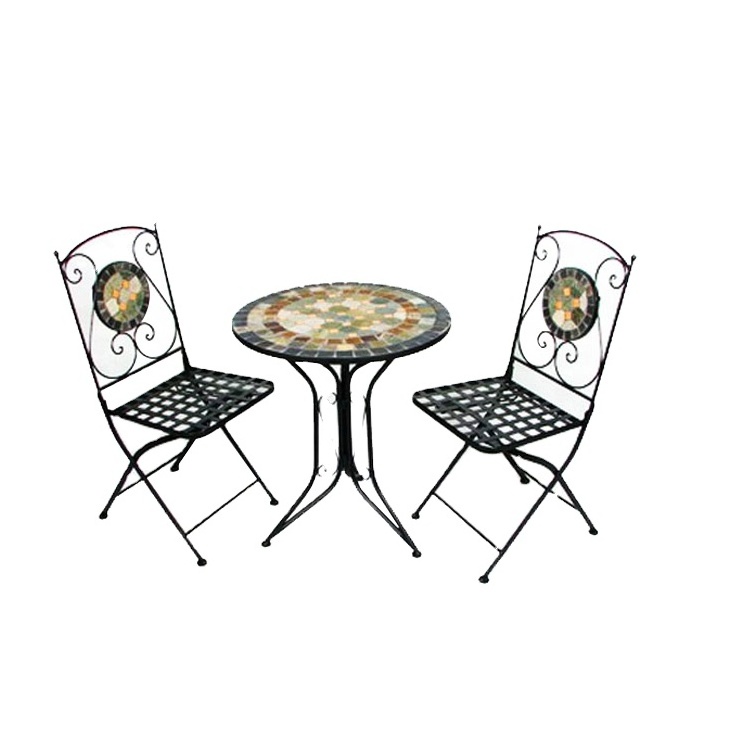 Metal Mosaic Bistro Set Hot Sale Light Luxury Style Handmade Metal Mosaic Bistro Set For Garden Furniture