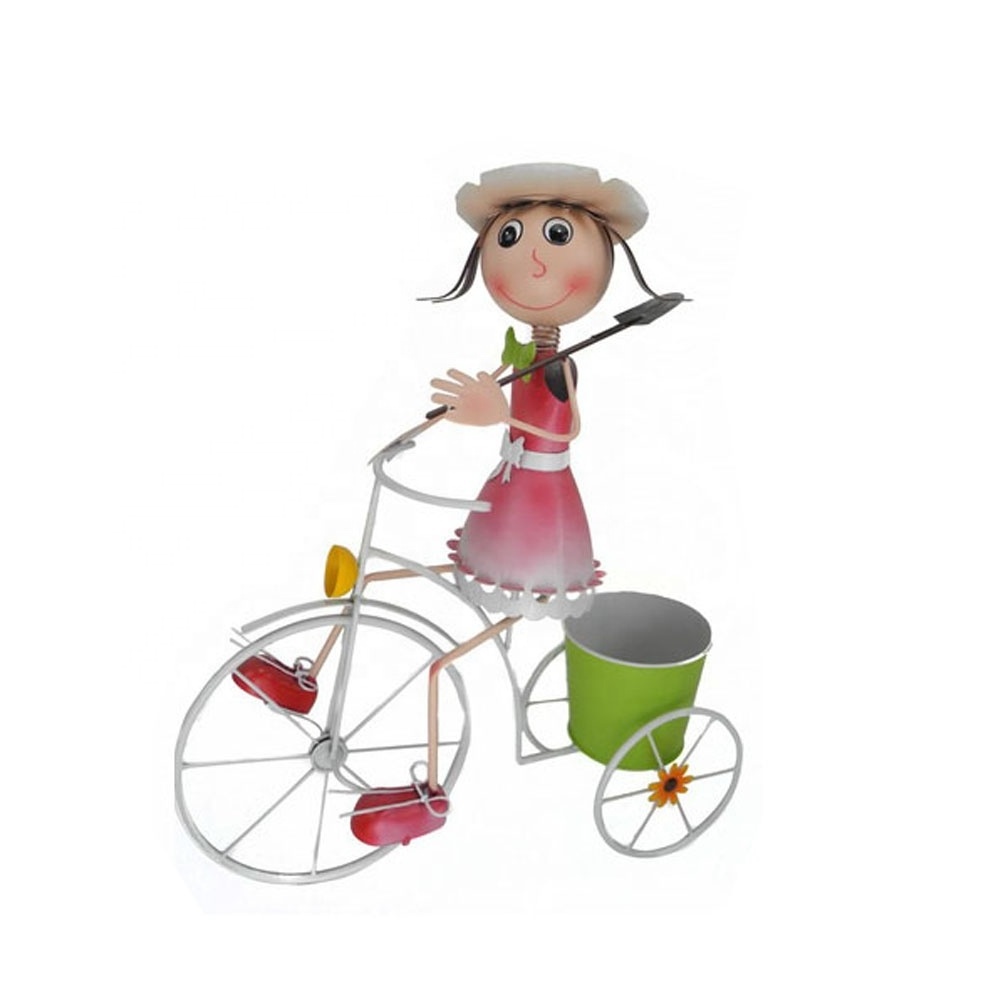 Cartoon Iron Bicycle Decor Garden Metal Pots