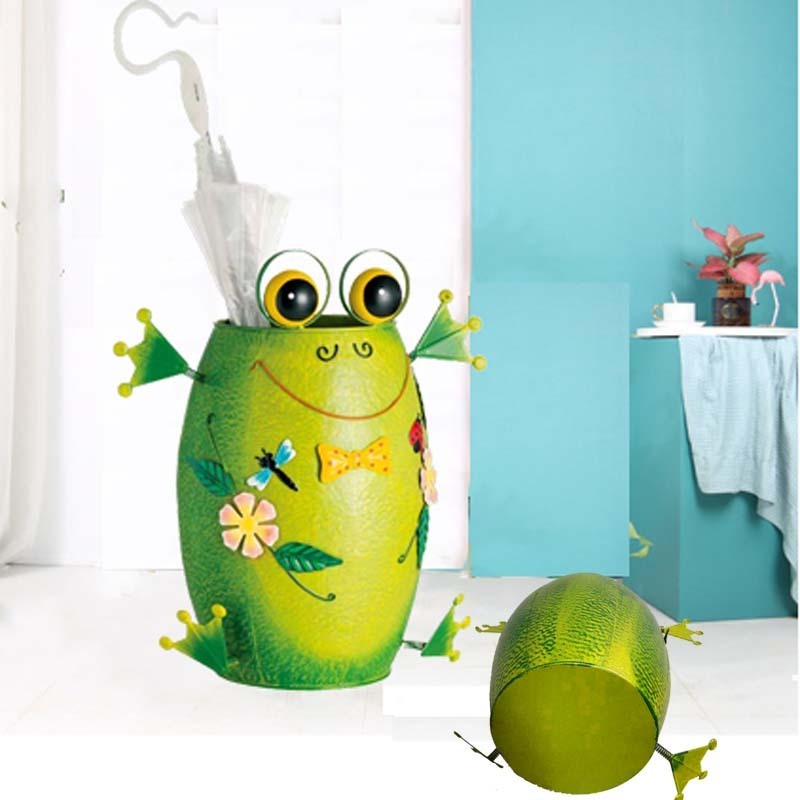 Handcrafted Frog Shape Metal Umbrella Stand for Garden Patio New Style Functional Storage Solution