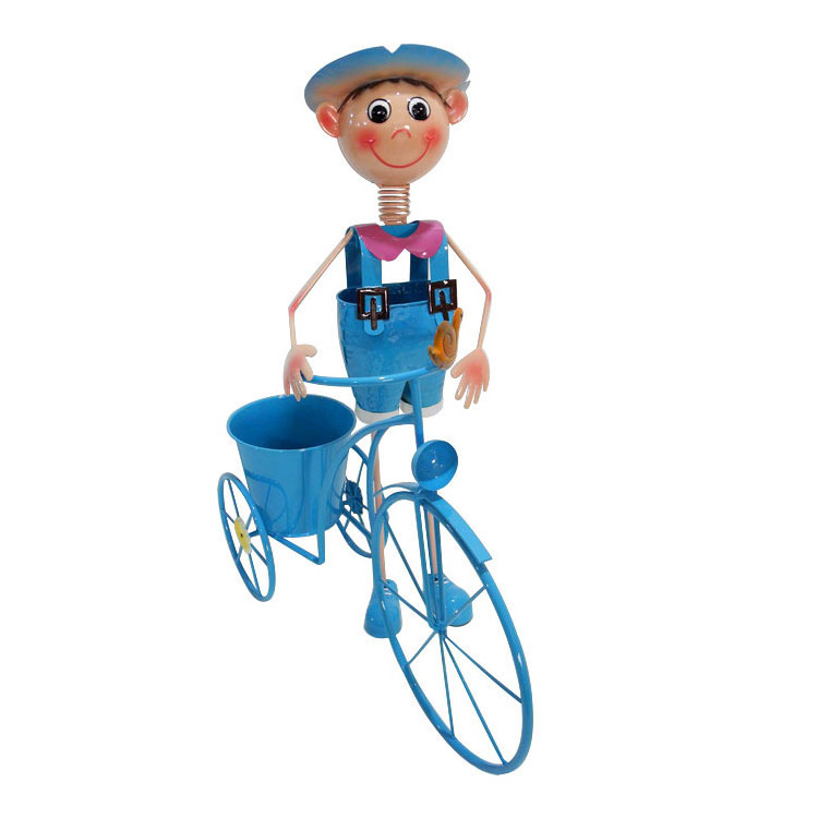 Cartoon Iron Bicycle Decor Garden Metal Pots