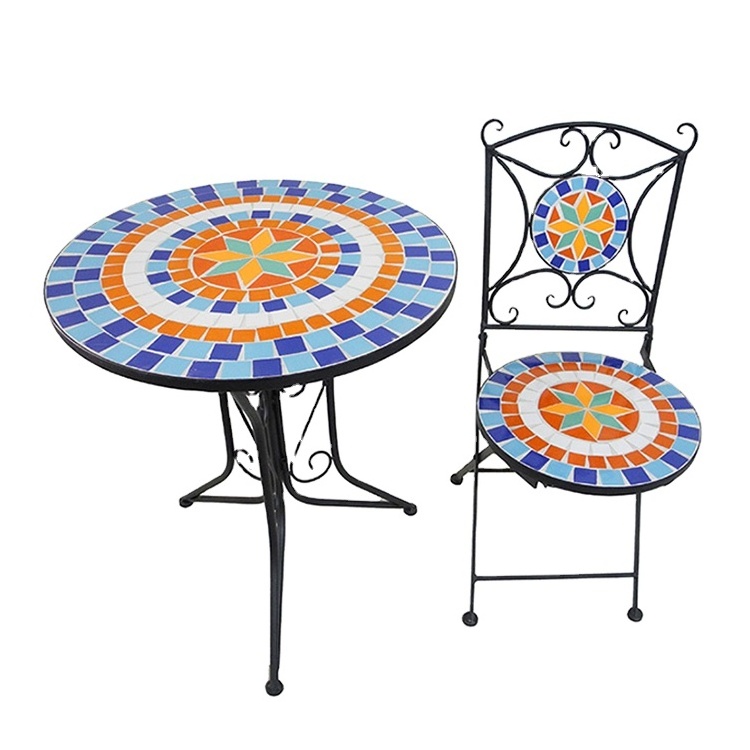 Circle Outdoor Furniture Garden Set Mosaic Table Chairs Garden Treasures Classical Metal Outdoor Furniture Bistro set