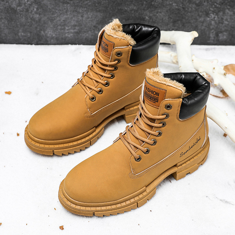 New Men's High top Lace up Style Thickened Martin Boots Workwear Leather Boots