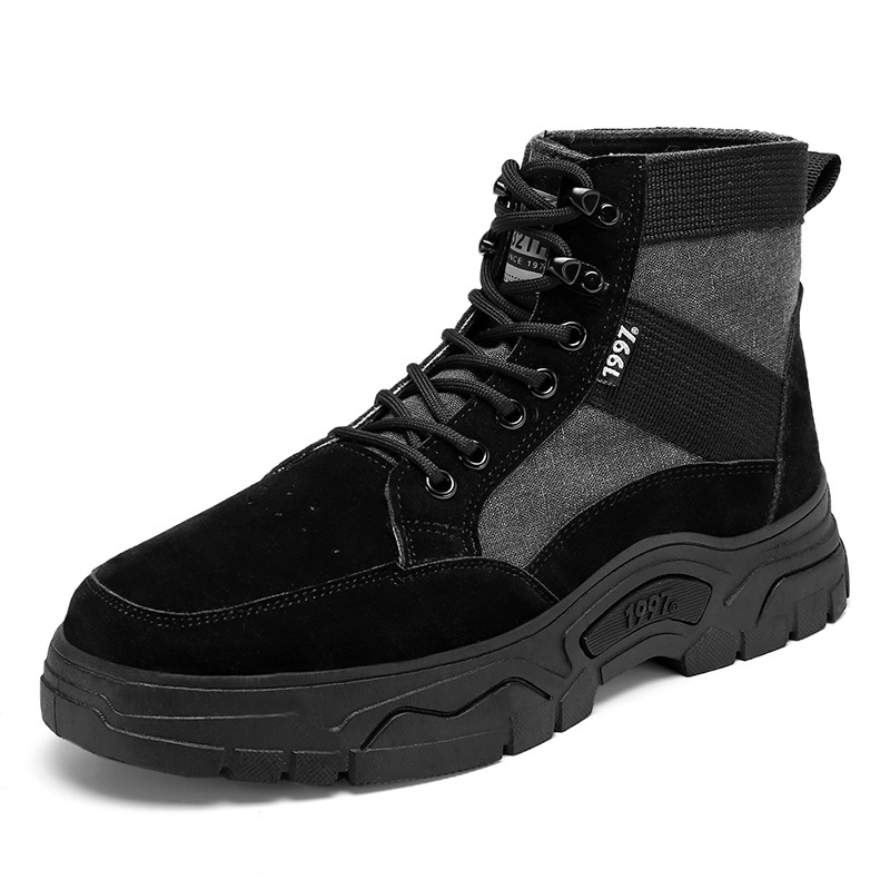 Men's casual Martin boots outdoor fashion trend simple non-slip lace-up boots